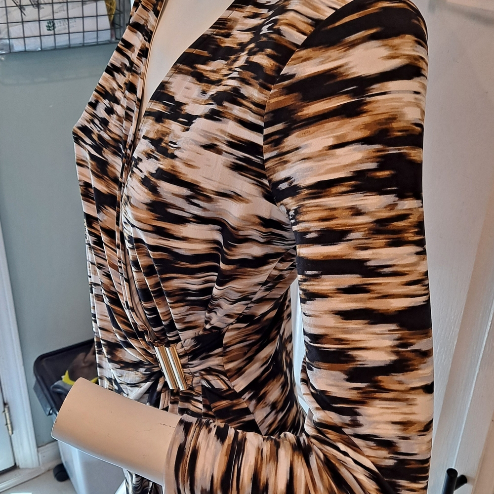 Calvin Klein Collection Women's Wrap Blouse - Black and Brown - Picture 4 of 5